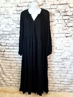 Love Stitch Black Button Up Dress Size L